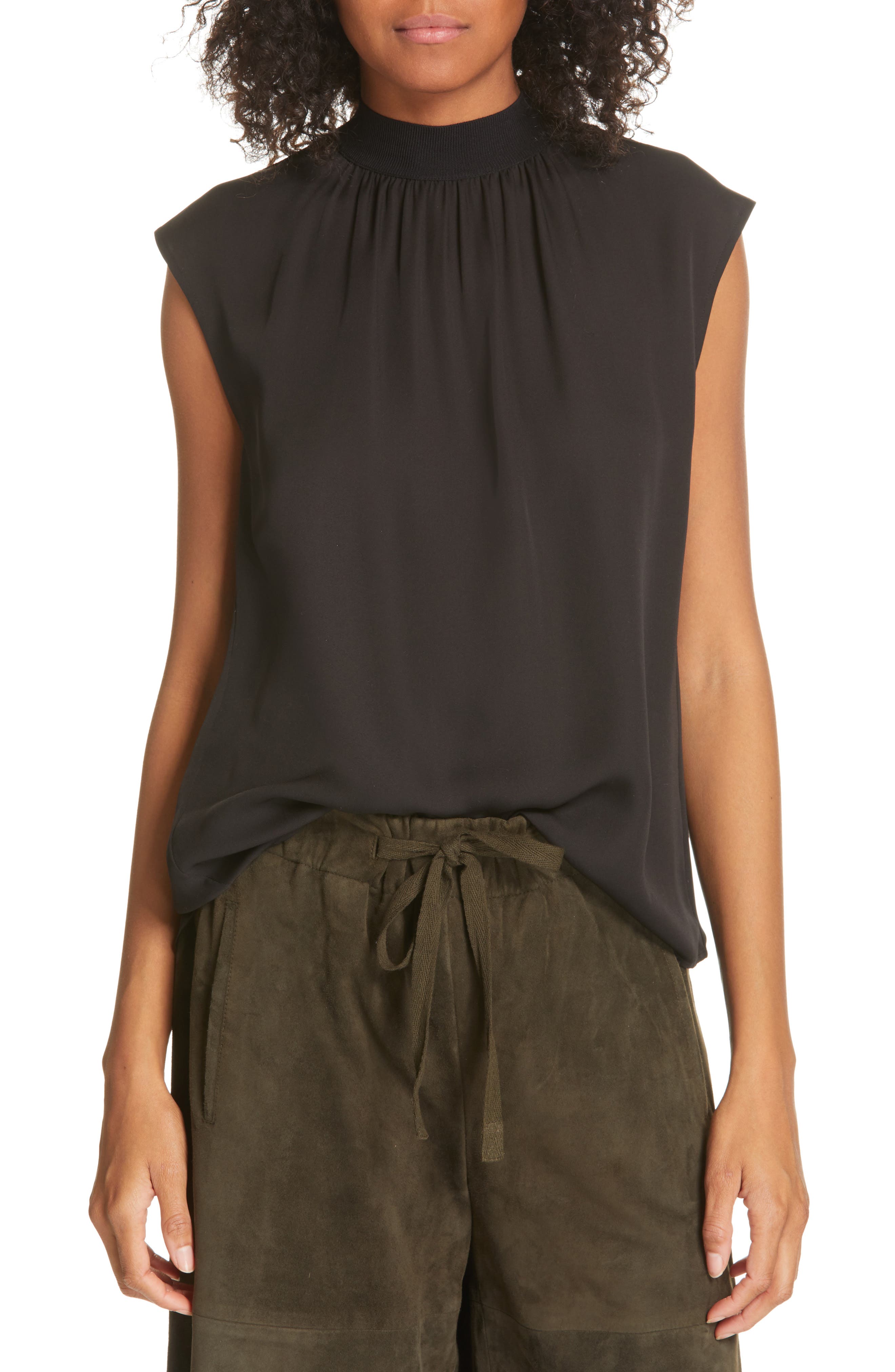 Vince Mock Neck Silk Shell (Women) | Nordstromrack