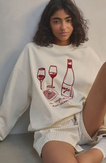 Red Wine Flocked Sweatshirt
