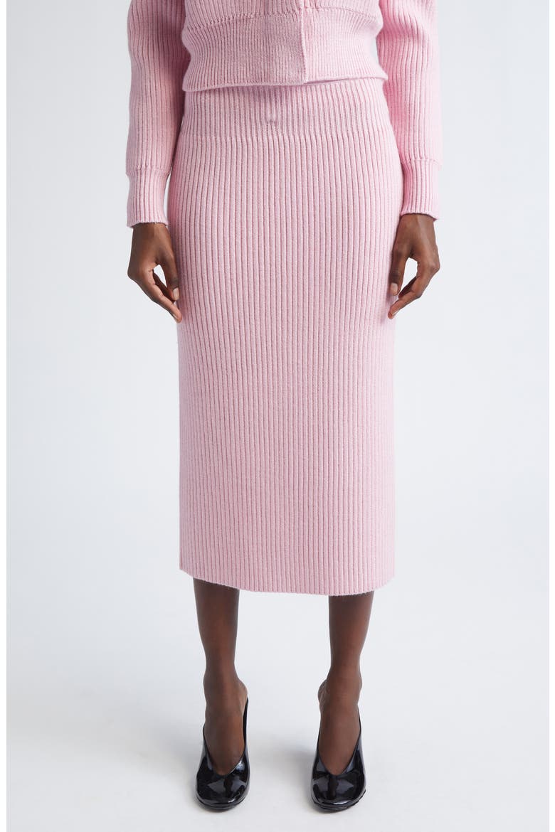 Wool & Alpaca Blend Rib Midi Skirt, Main, color, LIGHT PINK