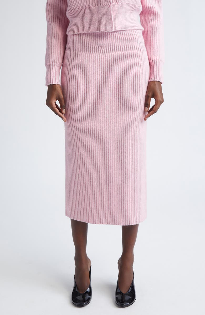 Givenchy Wool & Alpaca Blend Rib Midi Skirt, Main, color, Light Pink