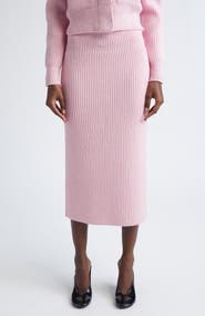 Givenchy Wool & Alpaca Blend Rib Midi Skirt
