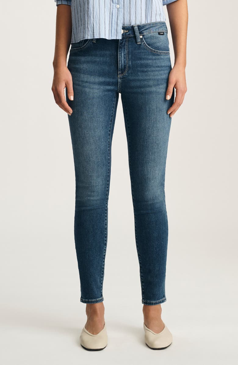 Mavi Jeans Tess High Waist Ankle Skinny Jeans, Main, color, Dark Brushed Feathe