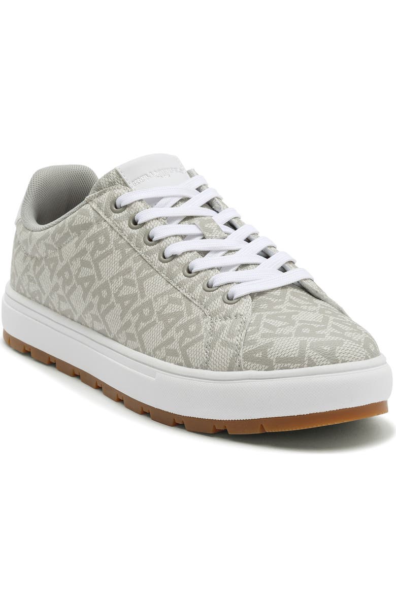 KARL LAGERFELD PARIS Allover Logo Sneaker, Main, color, Grey/ White