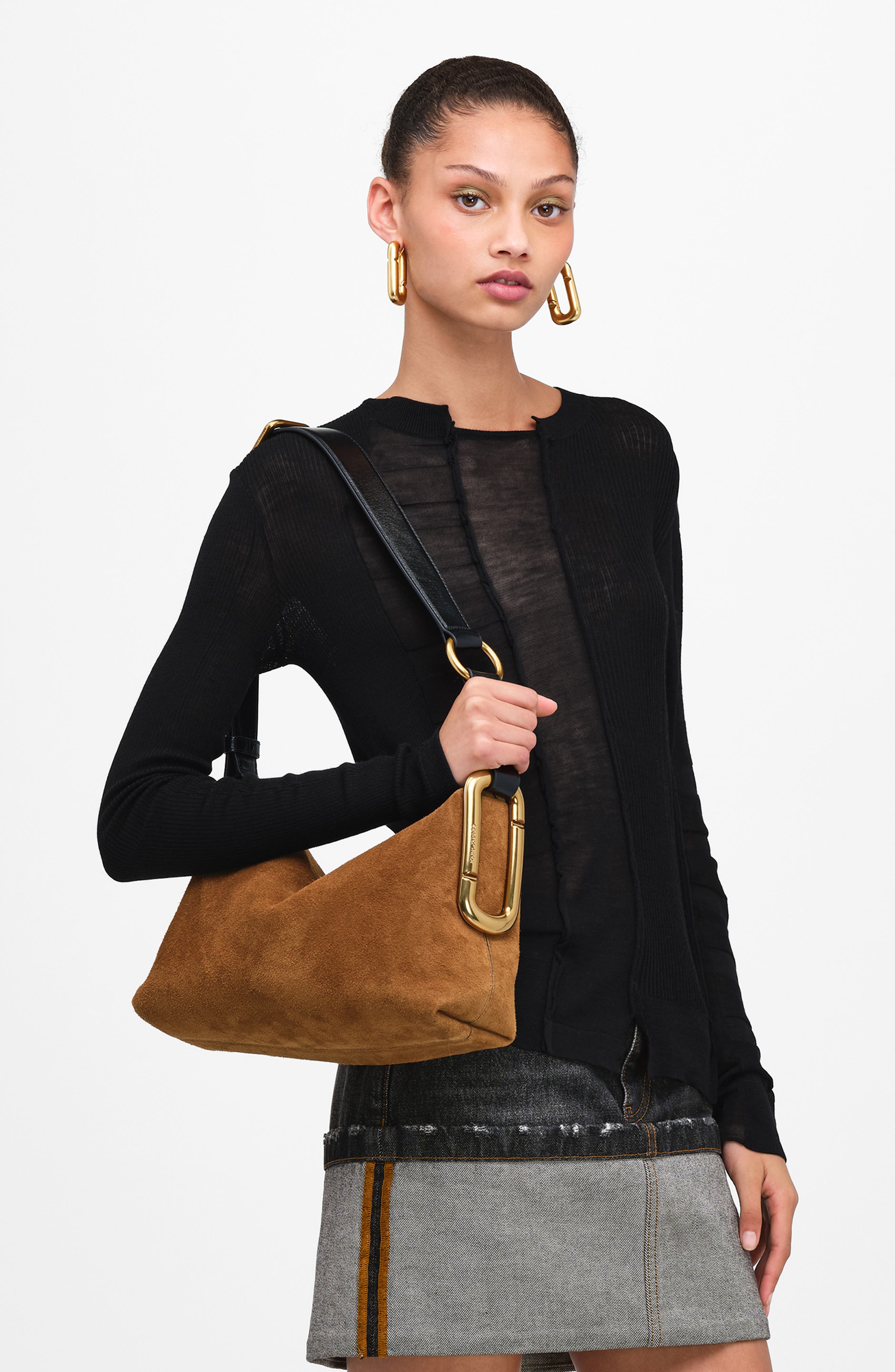 Scene Medium Crinkled Leather Shoulder Bag, Alternate, color, COPPER