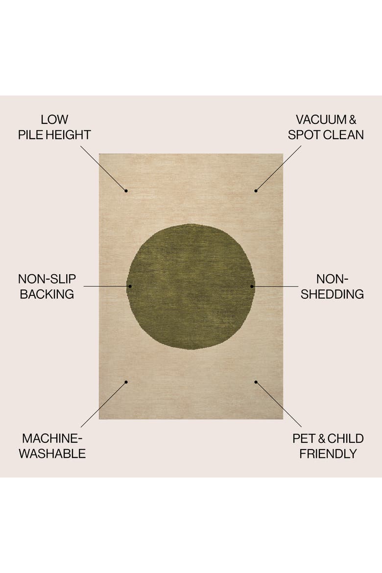 Cirkel Minimalist Geometric Dot Machine-Washable Area Rug, Alternate, color, Cream/Green