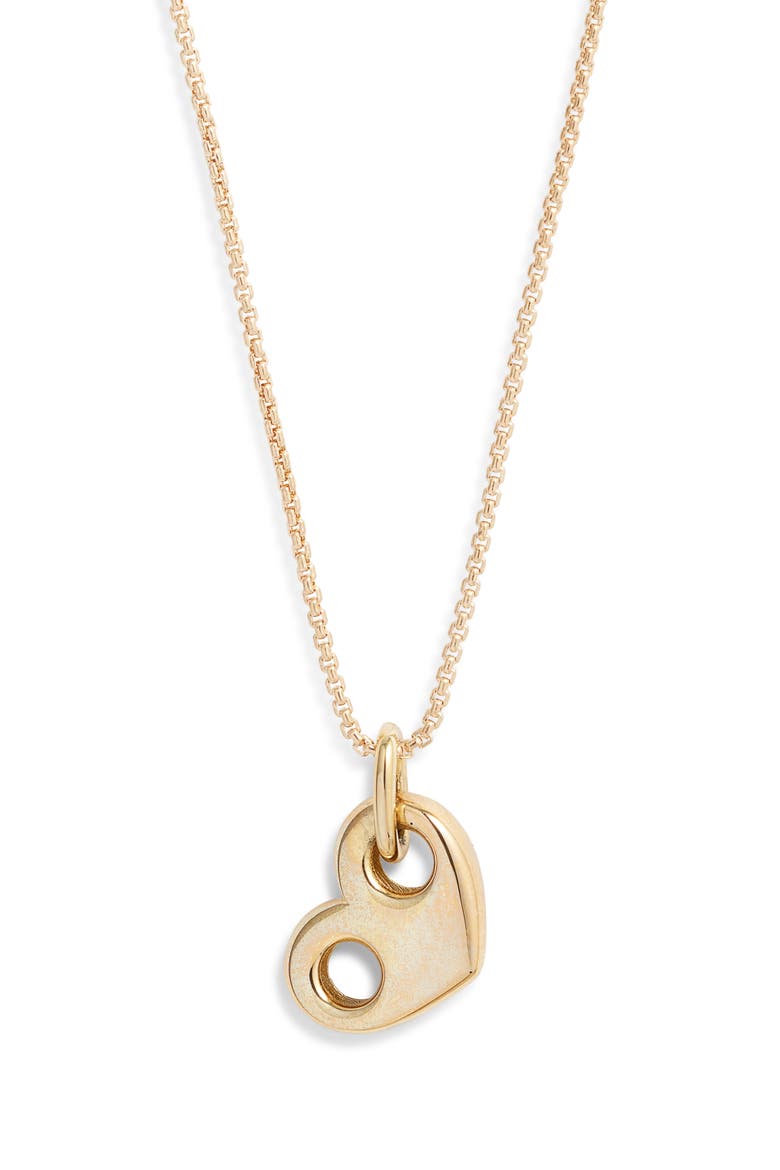 14K Gold Large Puffed Mariner Heart Pendant Box Chain Necklace, Main, color, YELLOW GOLD