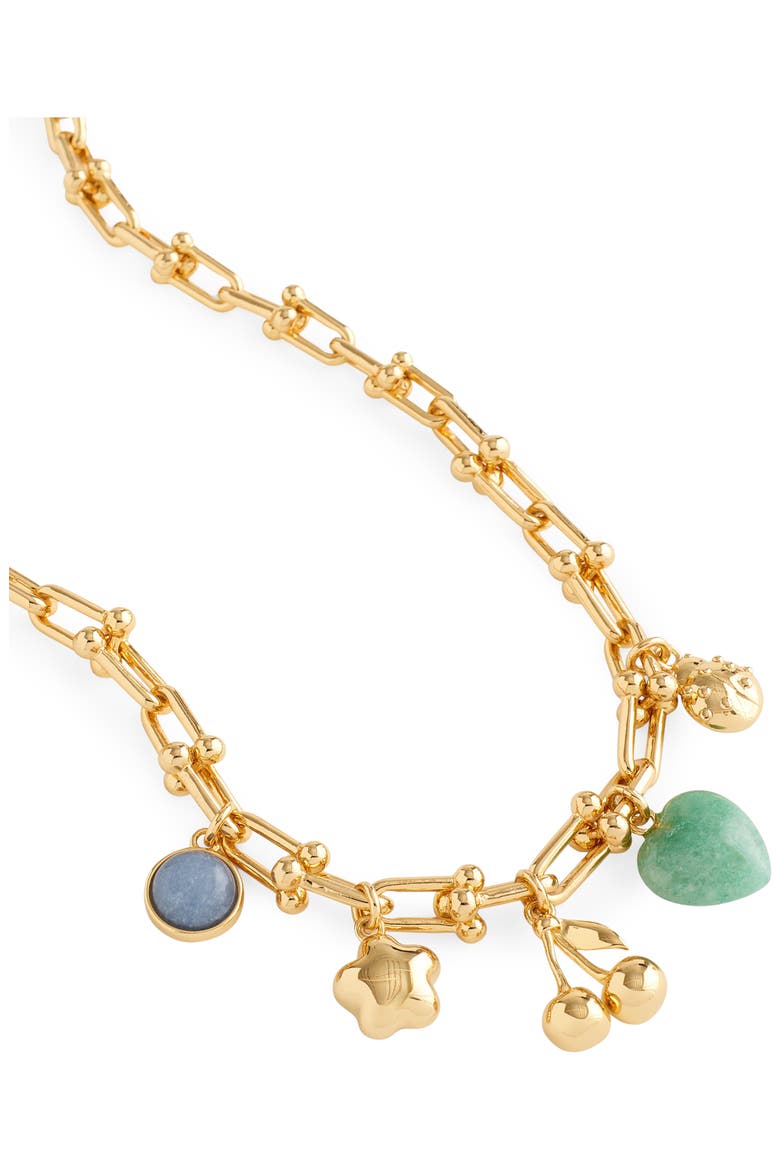 U Link Charm Necklace, Alternate, color, ANTIQUE GOLD