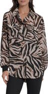 DKNY Floral Print Long Sleeve Chiffon Shirt