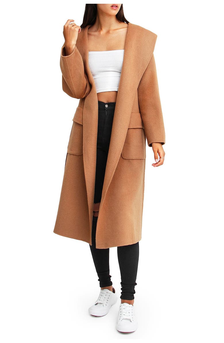 Belle & Bloom Runaway Wool Blend Robe Coat, Alternate, color, Dark Camel