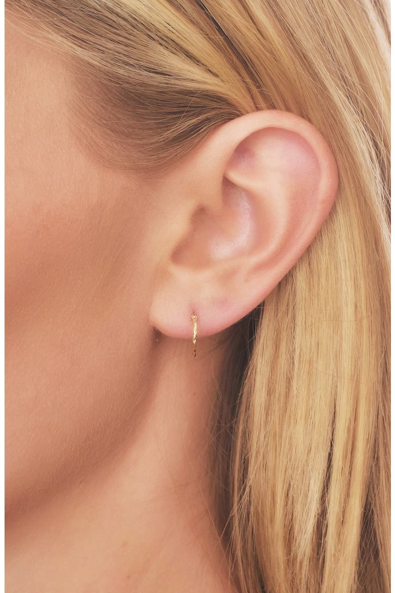 14K Gold Textured Twisted Hoop Earrings   (Nordstrom Exclusive), Alternate, color, YELLOW GOLD