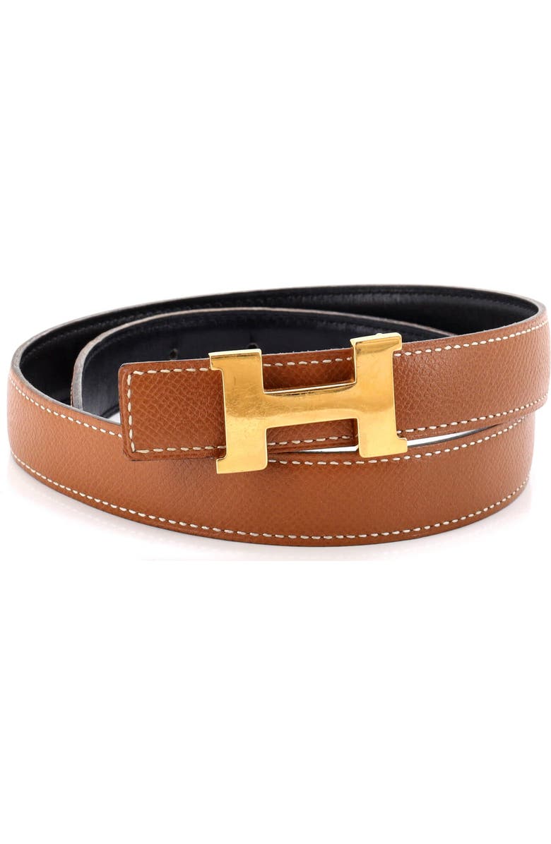 Pre-Owned Hermes Constance Reversible Belt Leather Thin, Main, color, Brown