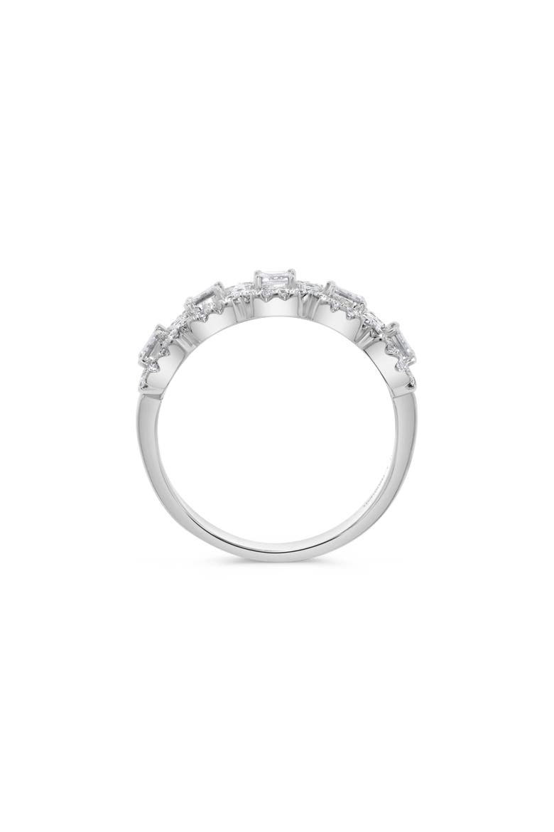 Five Section Baguette Diamond Round Halo Ring in 14K White Gold, Alternate, color, 14K White Gold
