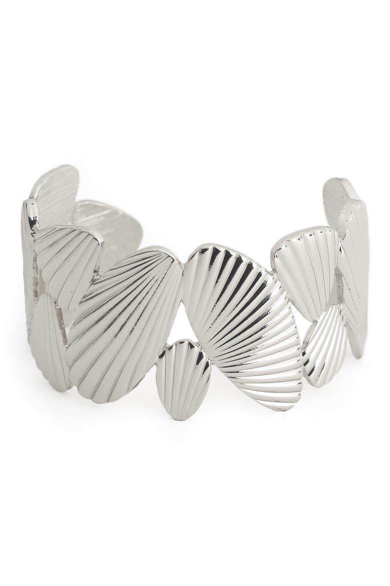 Textured Shell Cuff Bracelet, Main, color, SILVER
