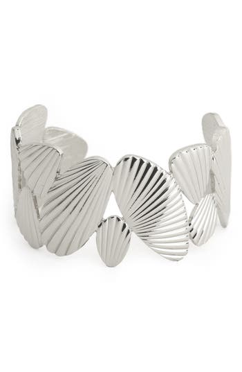Panacea Textured Shell Cuff Bracelet In Silver