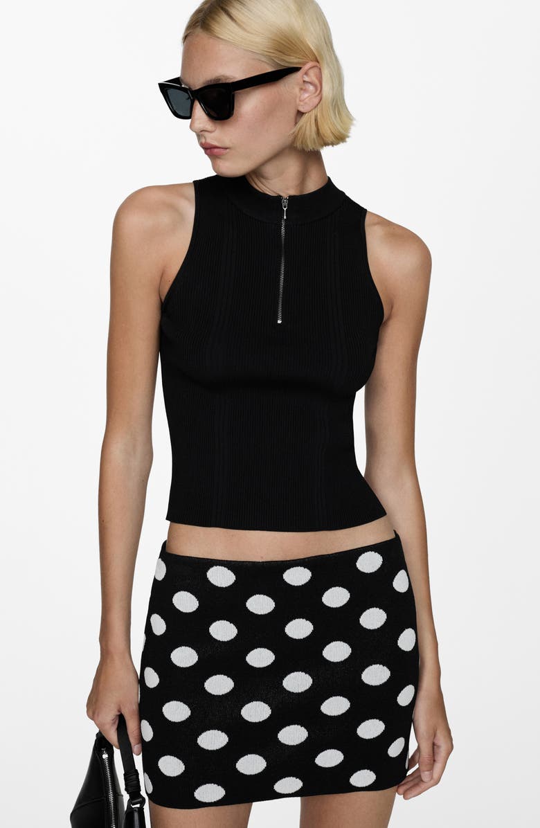 MANGO Polka Dot Sweater Miniskirt, Alternate, color, 