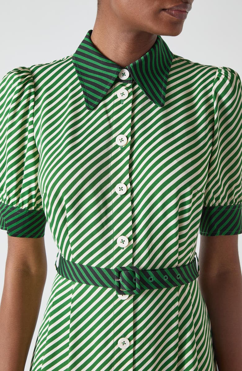 LK Bennett Valerie Stripe Midi Shirtdress, Alternate, color, Green