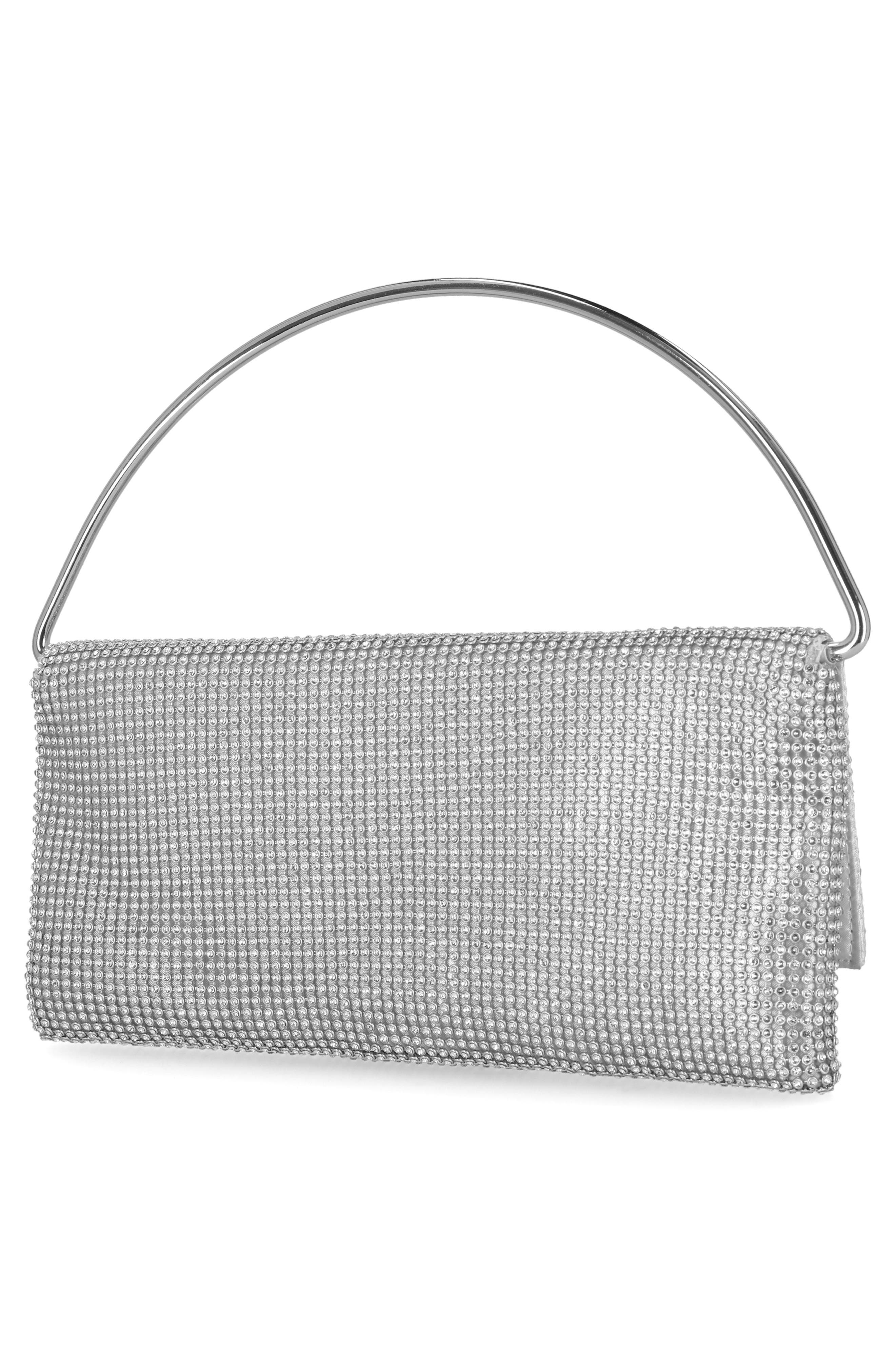 Jessica McClintock Isa Crystal Clutch, Alternate, color, 42N-Silver