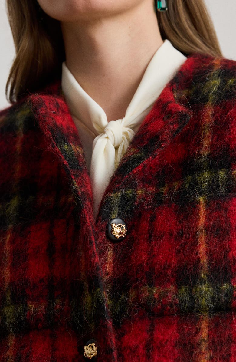 Lauren Ralph Lauren Plaid Crop Jacket, Alternate, color, Red/ Black/ Yellow Multi