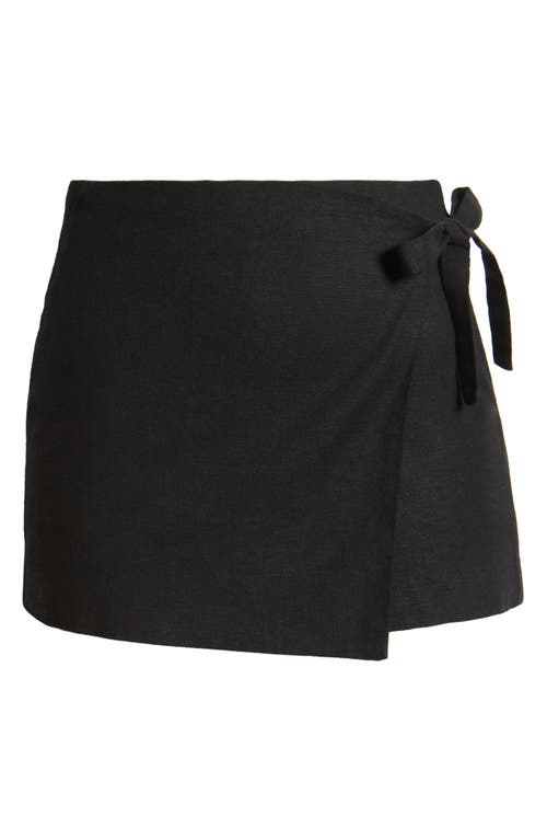 Open Edit Linen Blend Wrap Skort