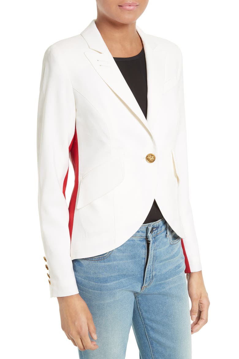Racing Stripe Blazer, Alternate, color, WHITE