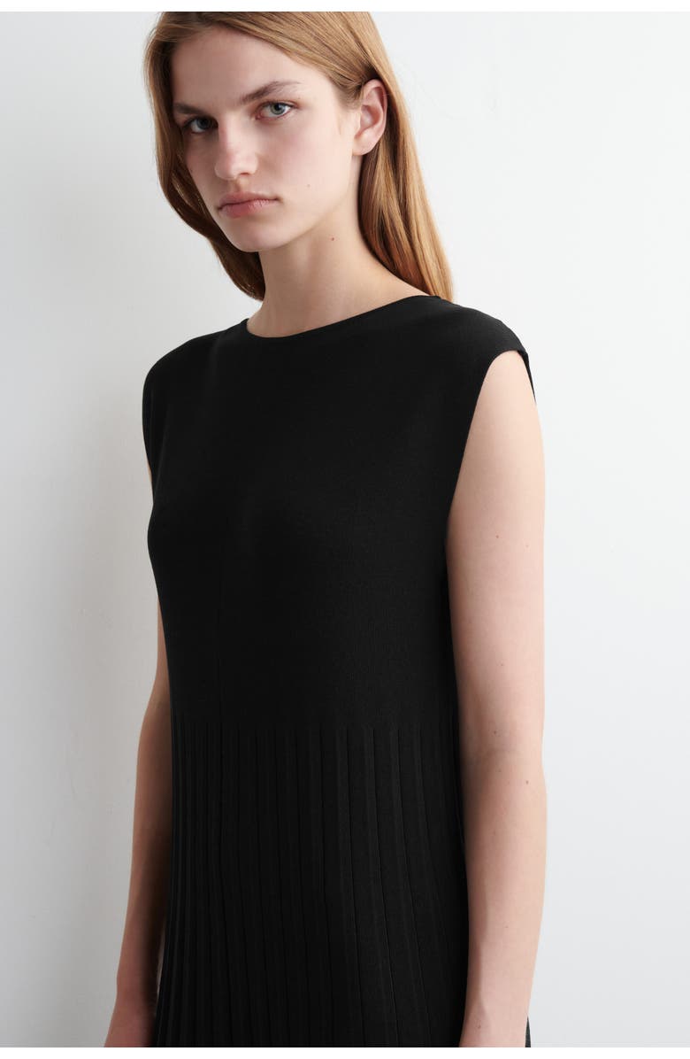 COS Knitted Pleated Maxi Dress, Alternate, color, Black