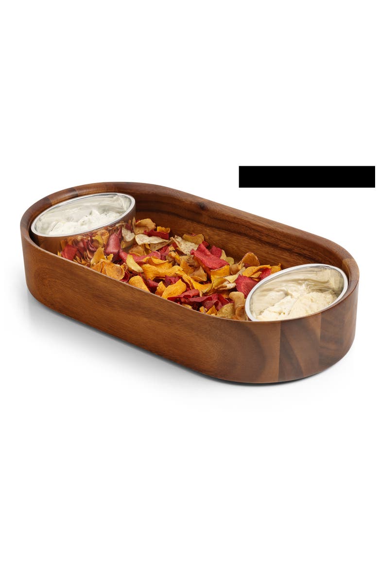 Oblong Nest Chip & Dip Set, Alternate, color, BROWN