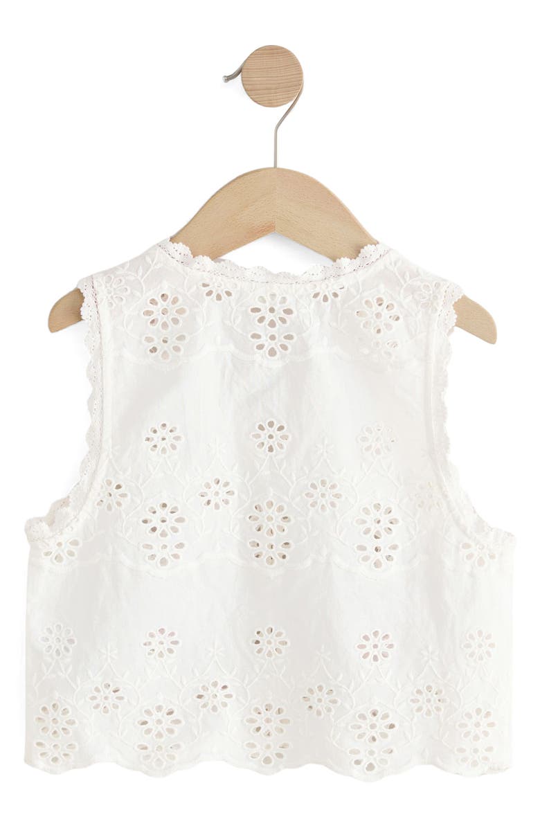 NEXT Kids' Floral Embroidered Eyelet Cotton Button-Up Vest, Alternate, color, 