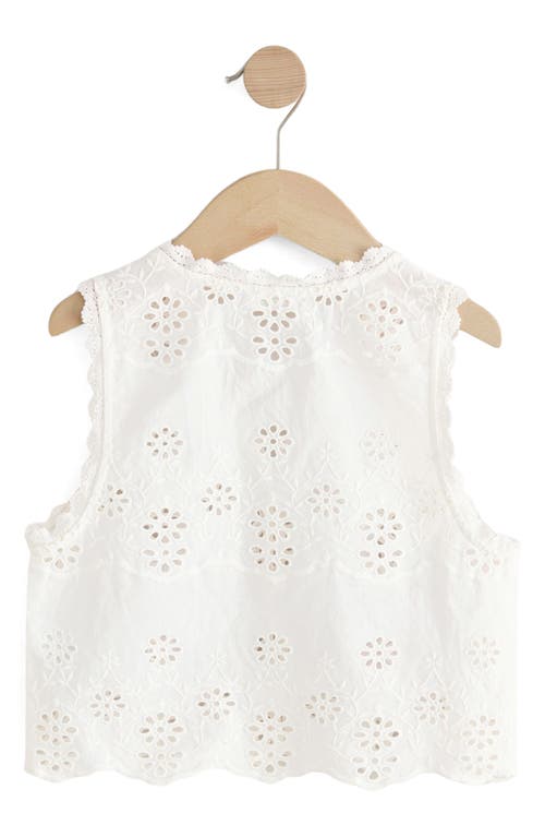 Next Kids' Floral Embroidered Eyelet Cotton Button-up Vest