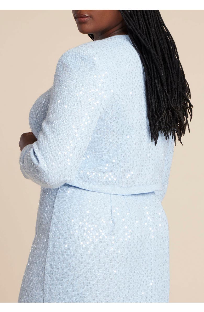 ELOQUII Sequin Tweed Jacket, Alternate, color, Light Blue