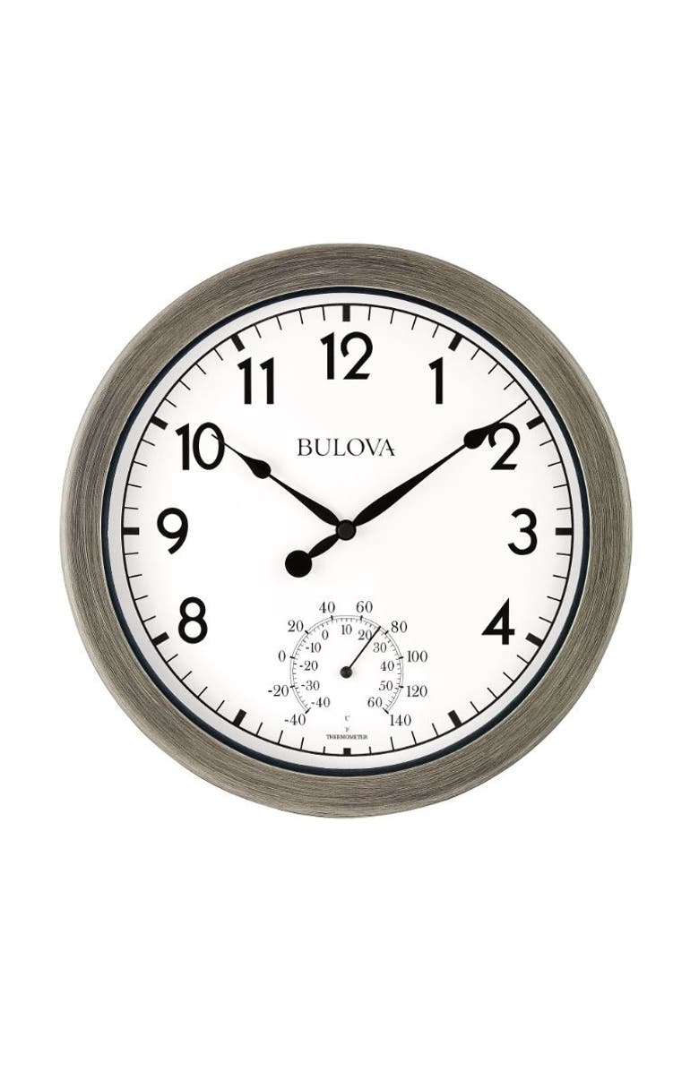 Bulova Clocks Patio Time 11" Diameter  Weatherproof Clock, Main, color, White