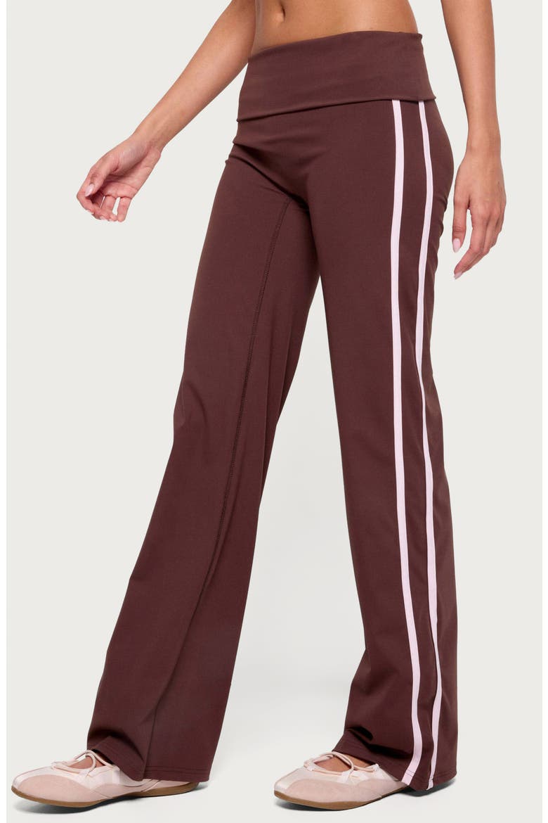 Anica Side Stripe Foldover Pants, Alternate, color, BROWN