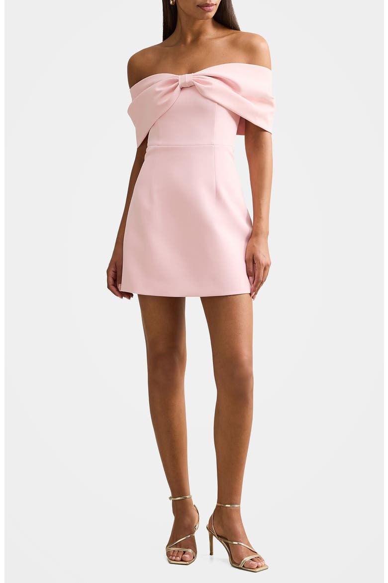Scottie Off the Shoulder Bow Minidress, Main, color, PRETTY PINK