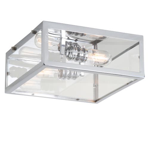 Jonathan Y Grayson 2-light Bohemian Farmhouse Iron/glass Led Flush Mount In Silver