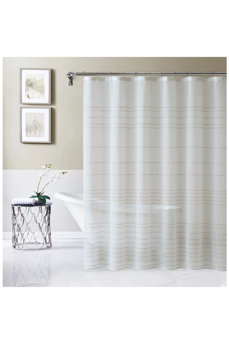Lisa Textured Stripe Shower Curtain, Main, color, LINEN
