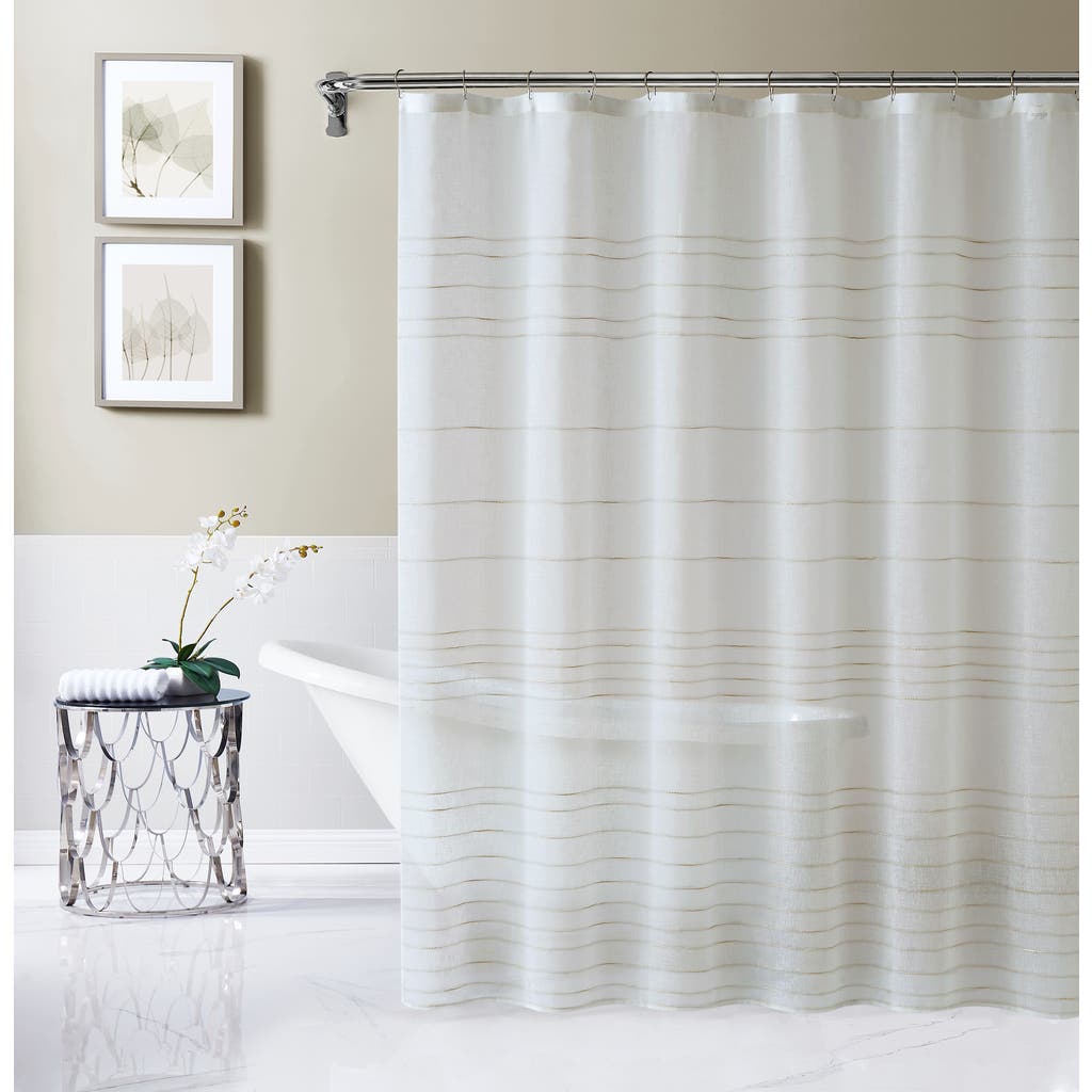 Dainty Home Lisa Textured Stripe Shower Curtain In White