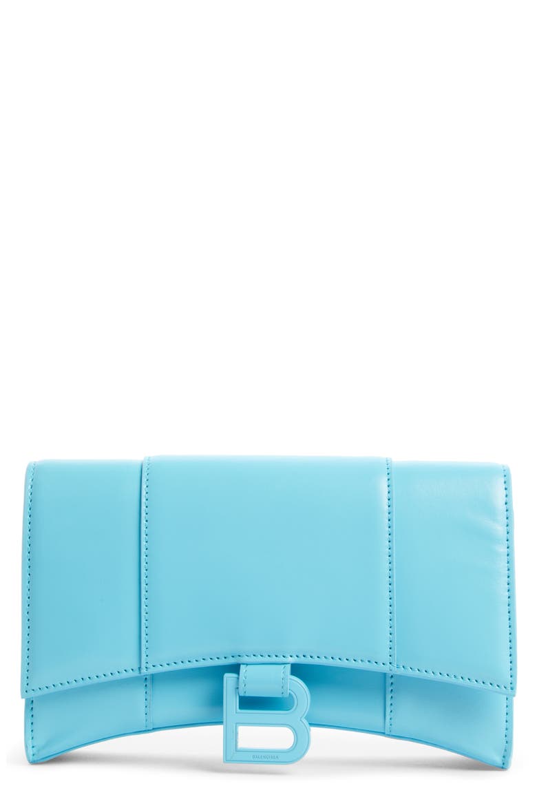 Hourglass Leather Wallet on a Chain, Main, color, AZUR