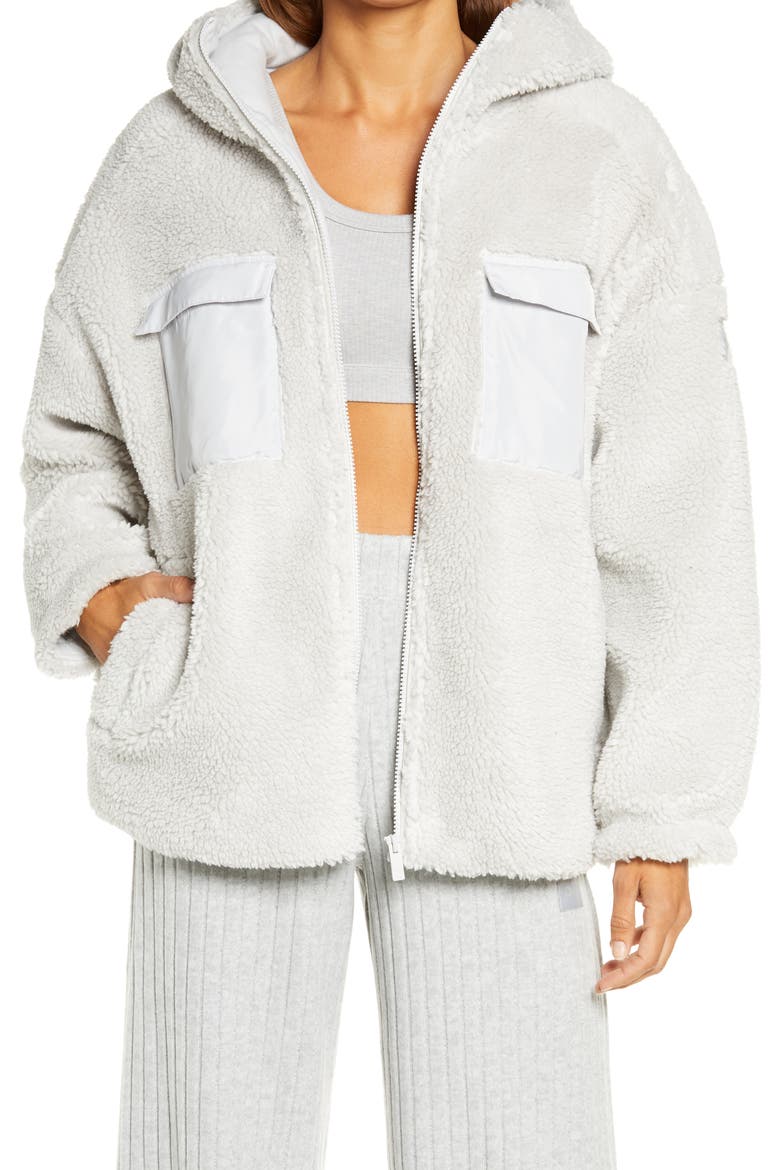 Chill Faux Fur Full Zip Jacket, Main, color, DOVE GREY