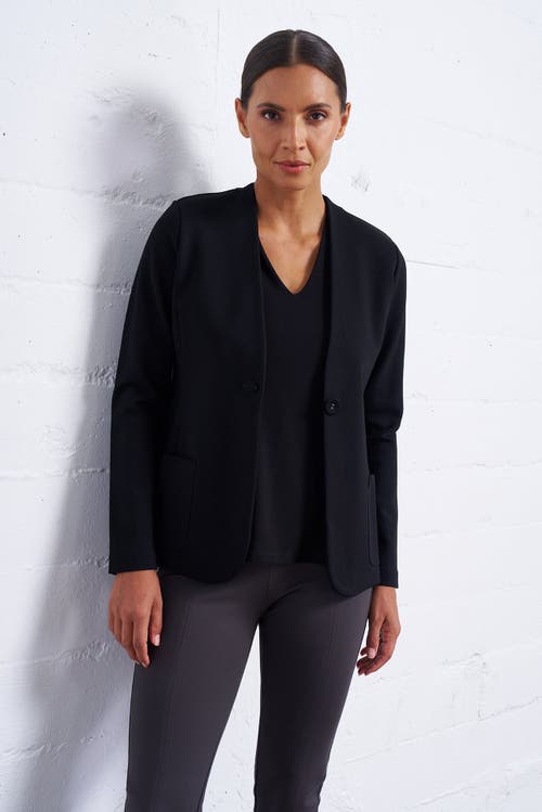 Franne Golde Perfect Ponte Collarless Fitted Stretch Blazer