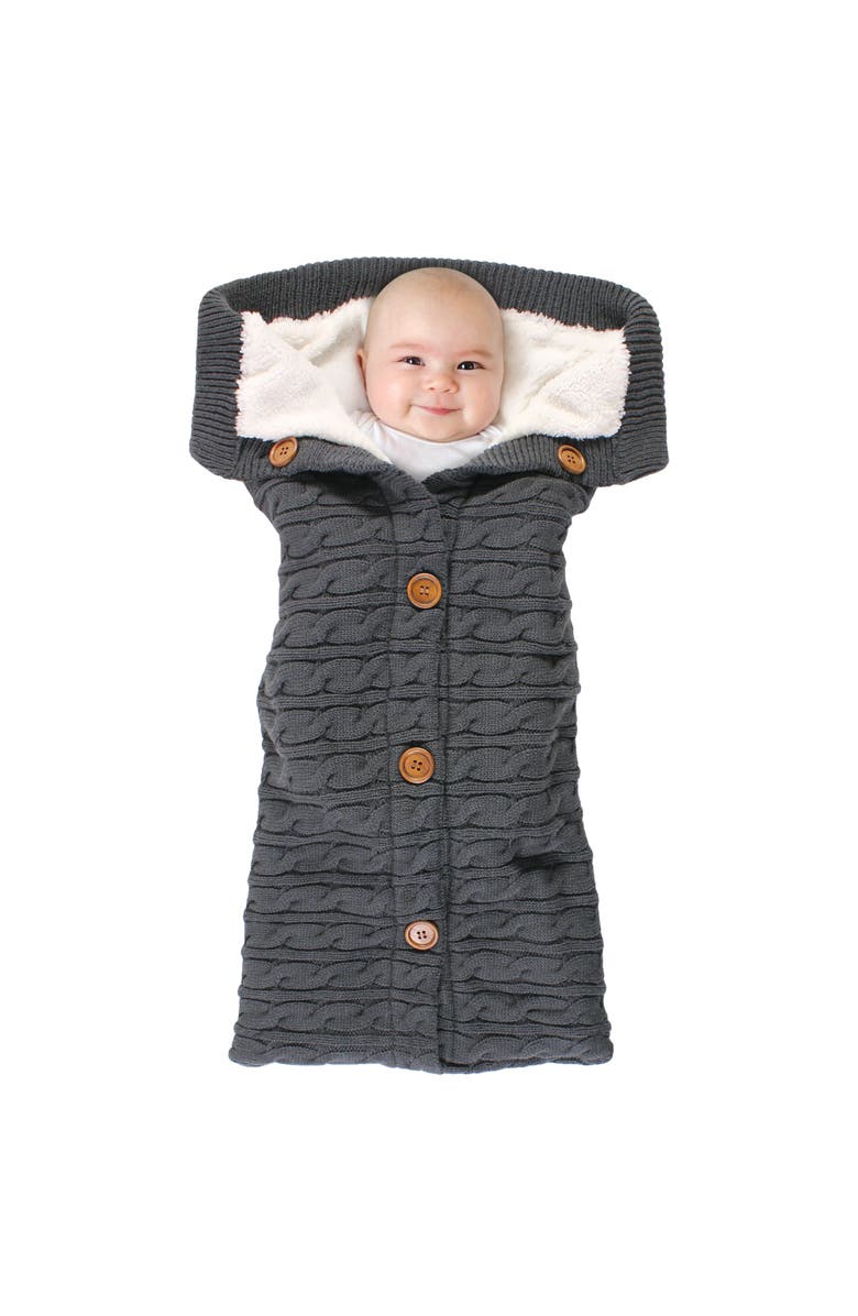Hudson Baby Plush Fluffy Knit Infant Travel Sleep Sack, Alternate, color, Charcoal