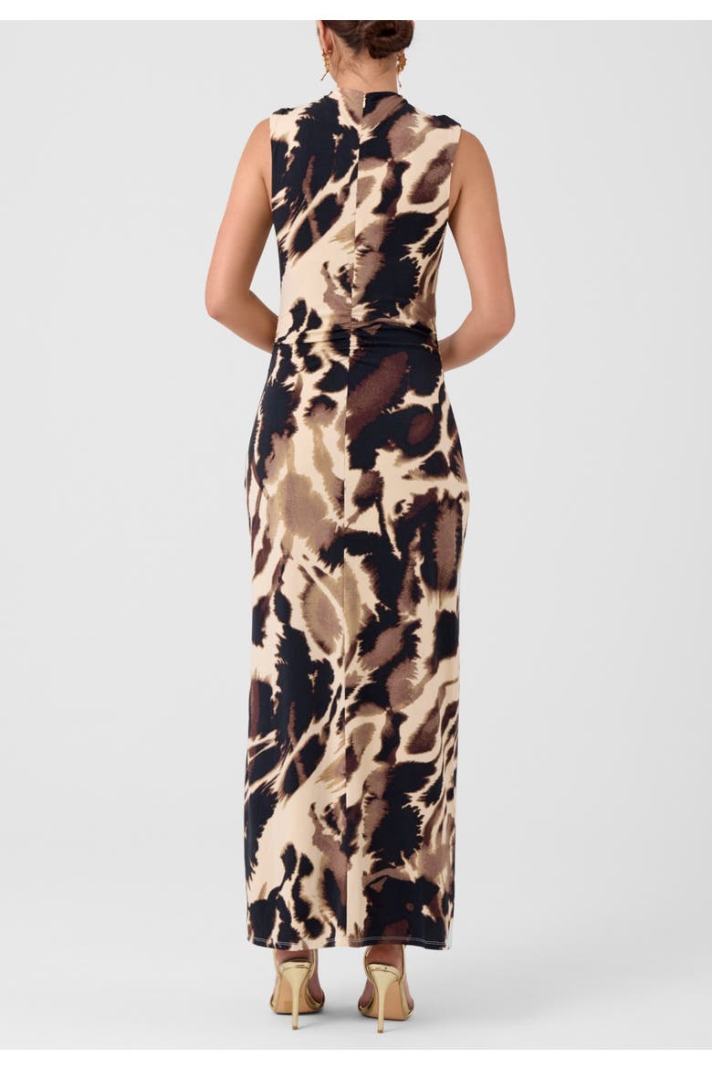 Pricilla High Neck Midi Dress, Alternate, color, Cream Black Print