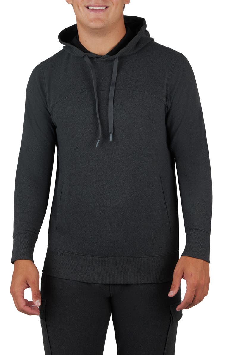 90 DEGREE BY REFLEX Ultra Mélange Fleece Hoodie, Main, color, Black