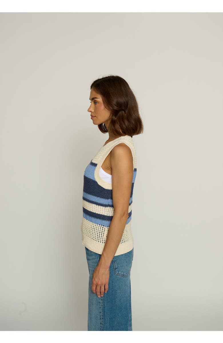 Central Park West Textustripe Tank, Alternate, color, Ivory