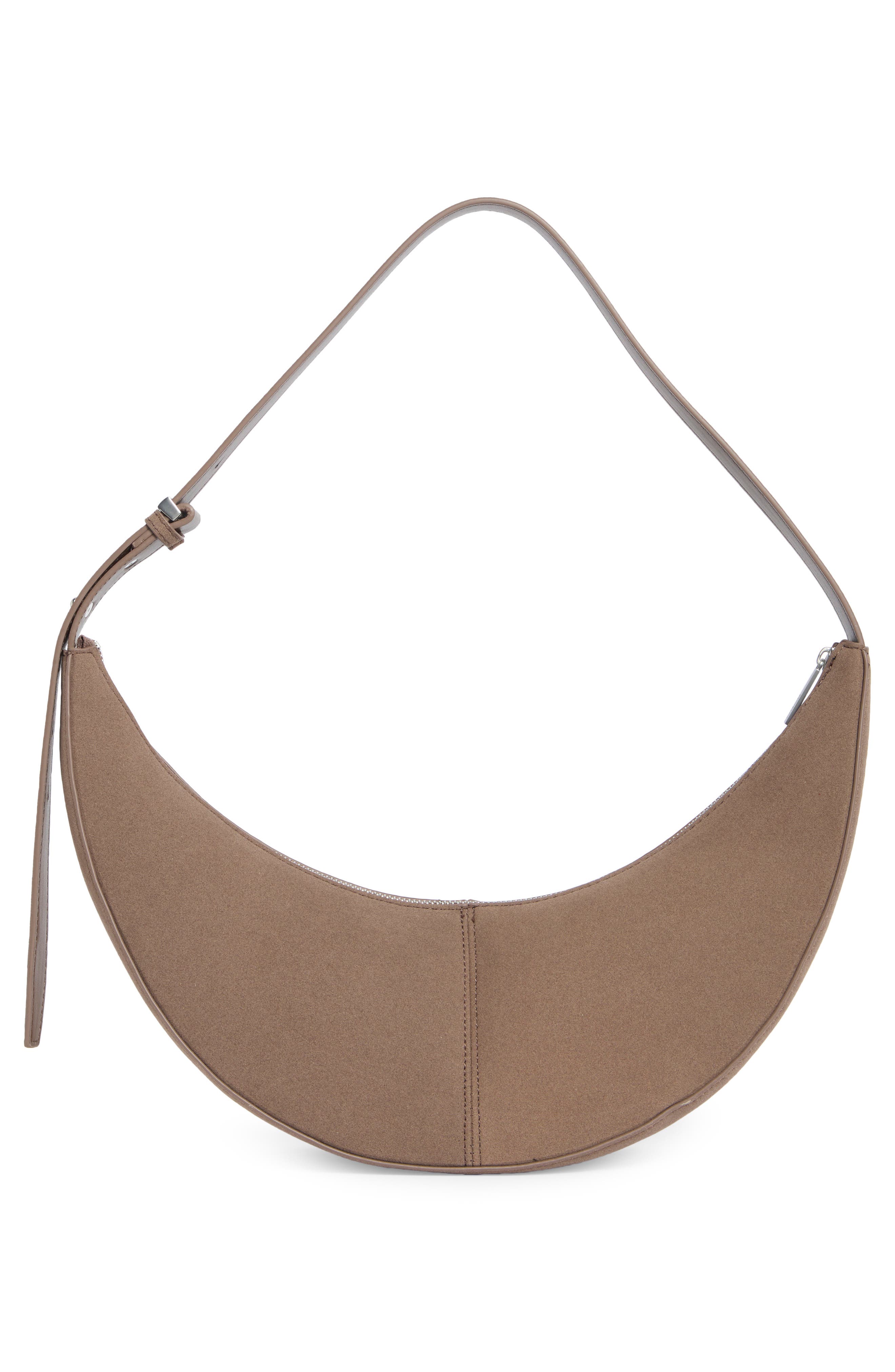 BCBG Skinny Crescent Shoulder Bag, Alternate, color, Taupe
