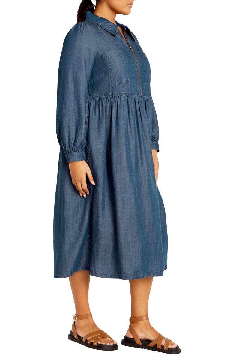City Chic Long Sleeve Denim Shirtdress, Alternate, color, 