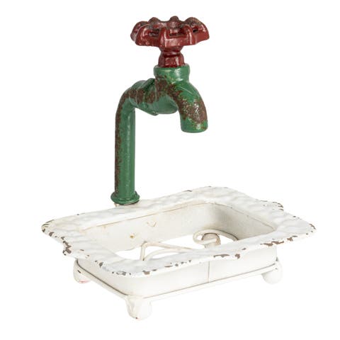 Charming Cast Iron Soap Dish with Miniature Faucet Detail