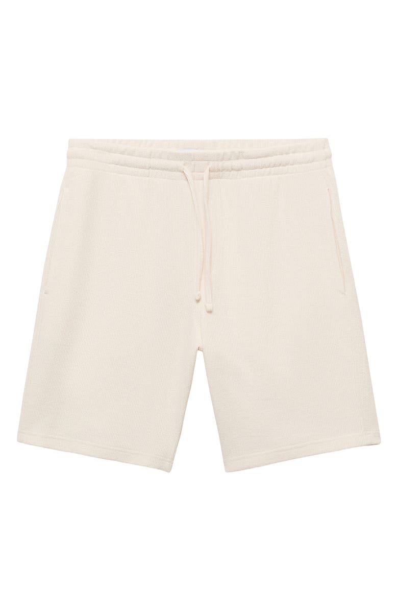 MANGO Textured Drawstring Shorts, Alternate, color, Ecru
