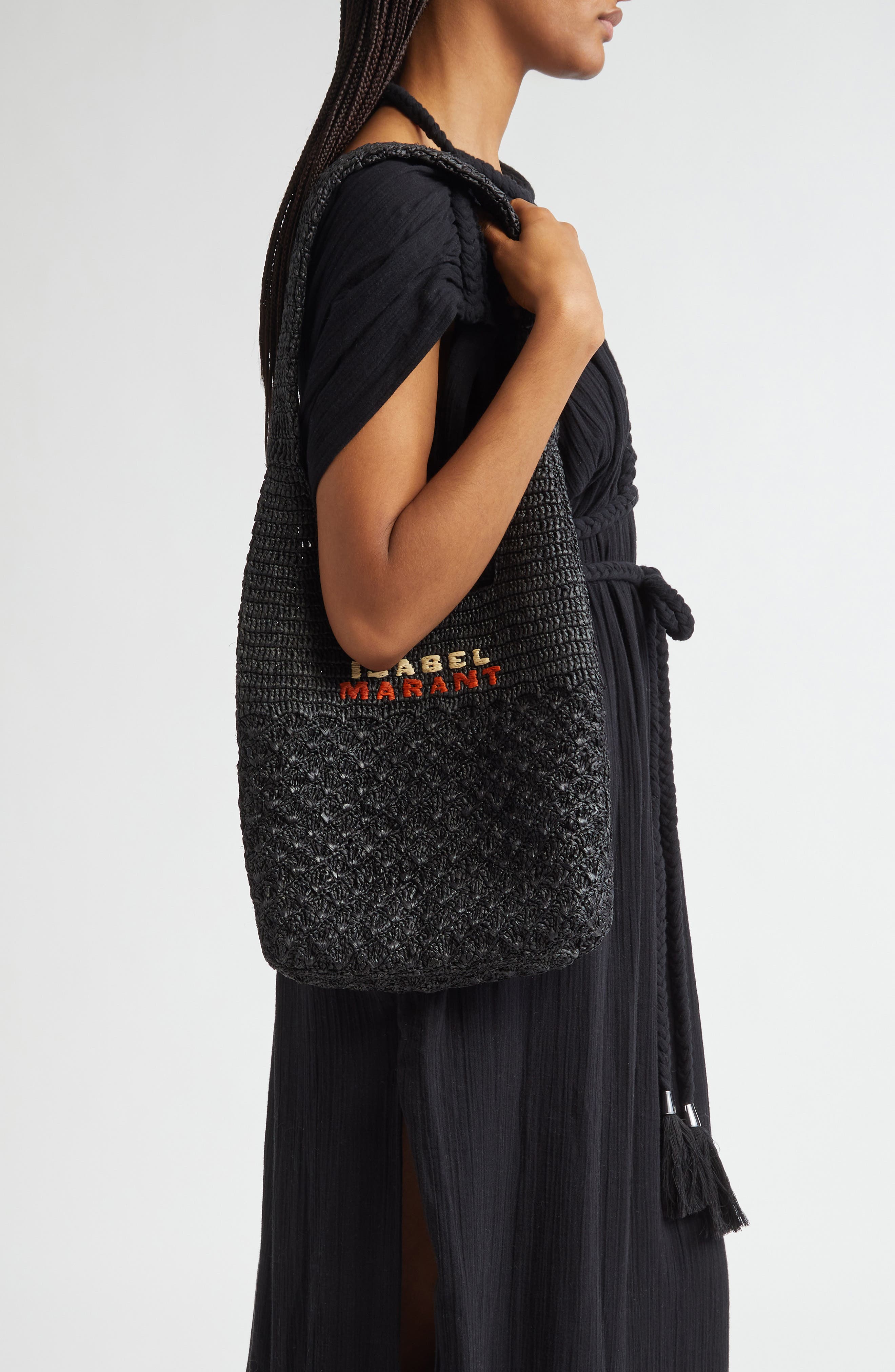 Isabel Marant Small Praia Raffia Tote, Alternate, color, 