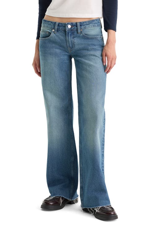 Vintage Low Loose Raw Hem Wide Leg Jeans