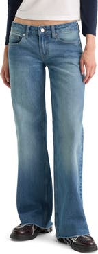 Good American Vintage Low Loose Raw Hem Wide Leg Jeans