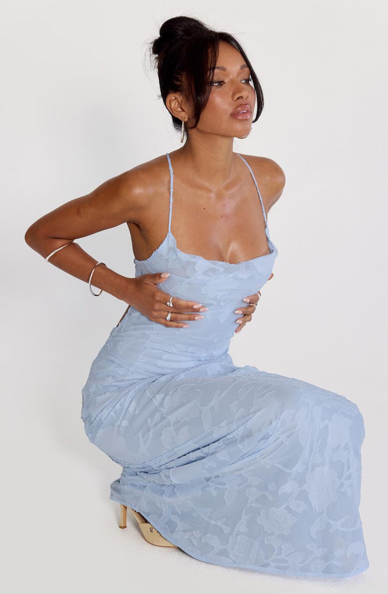 Princess Polly Celena Floral Burnout Maxi Dress, Alternate, color, Blue Burnout